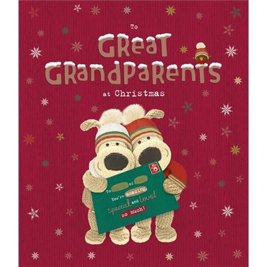 To Great Grandparents Boofle Holding Large Card Design Christmas Card