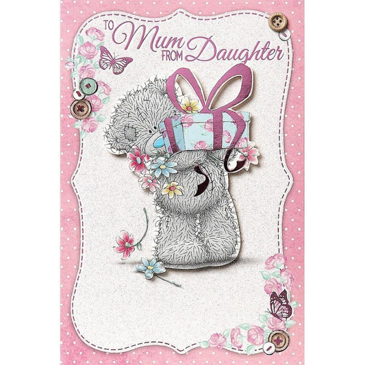 Tatty Teddy With Flowers And Gift Design Mother's Day Card To Mum from Daughter