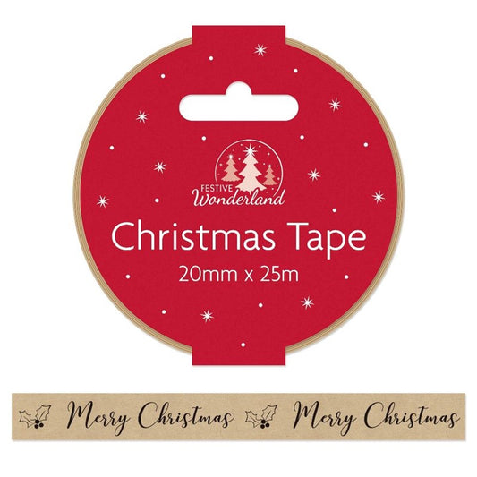20mm x 25m Kraft Paper Christmas Tape