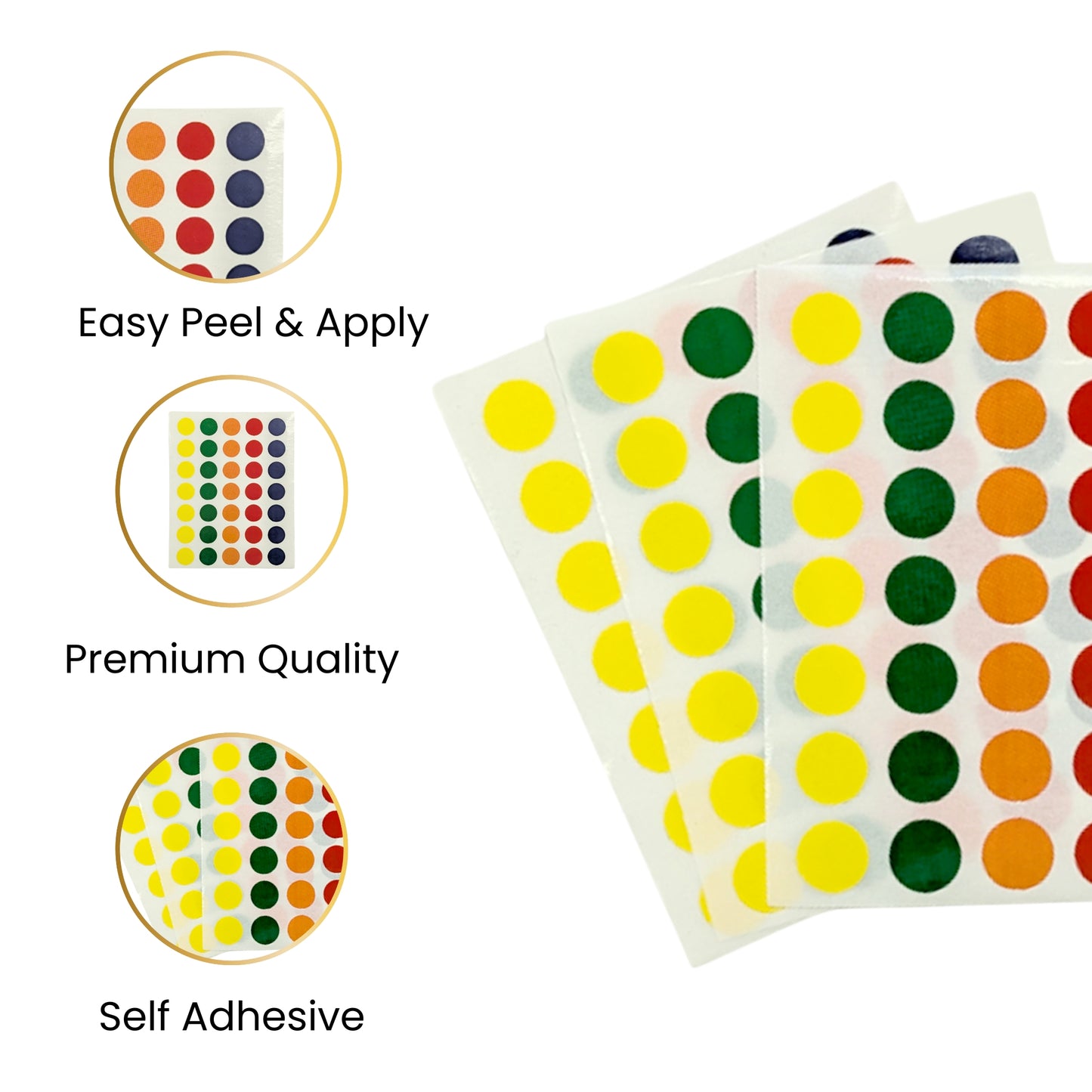 Pack of 630 Assorted 5 Colours 13mm Round Sticky Dots