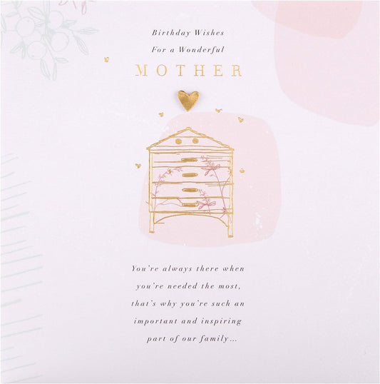 Mother Birthday Card Contemporary Design with Heartfelt Message 