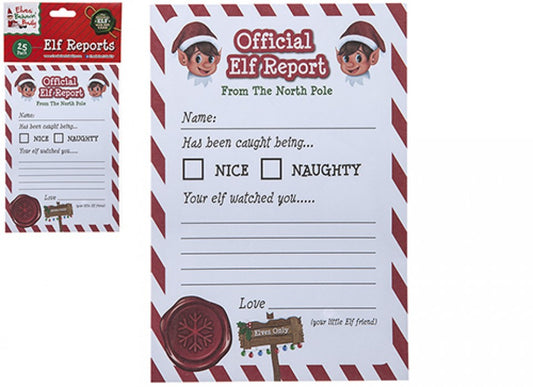 Pack of 25 A5 Christmas Official Elf Reports