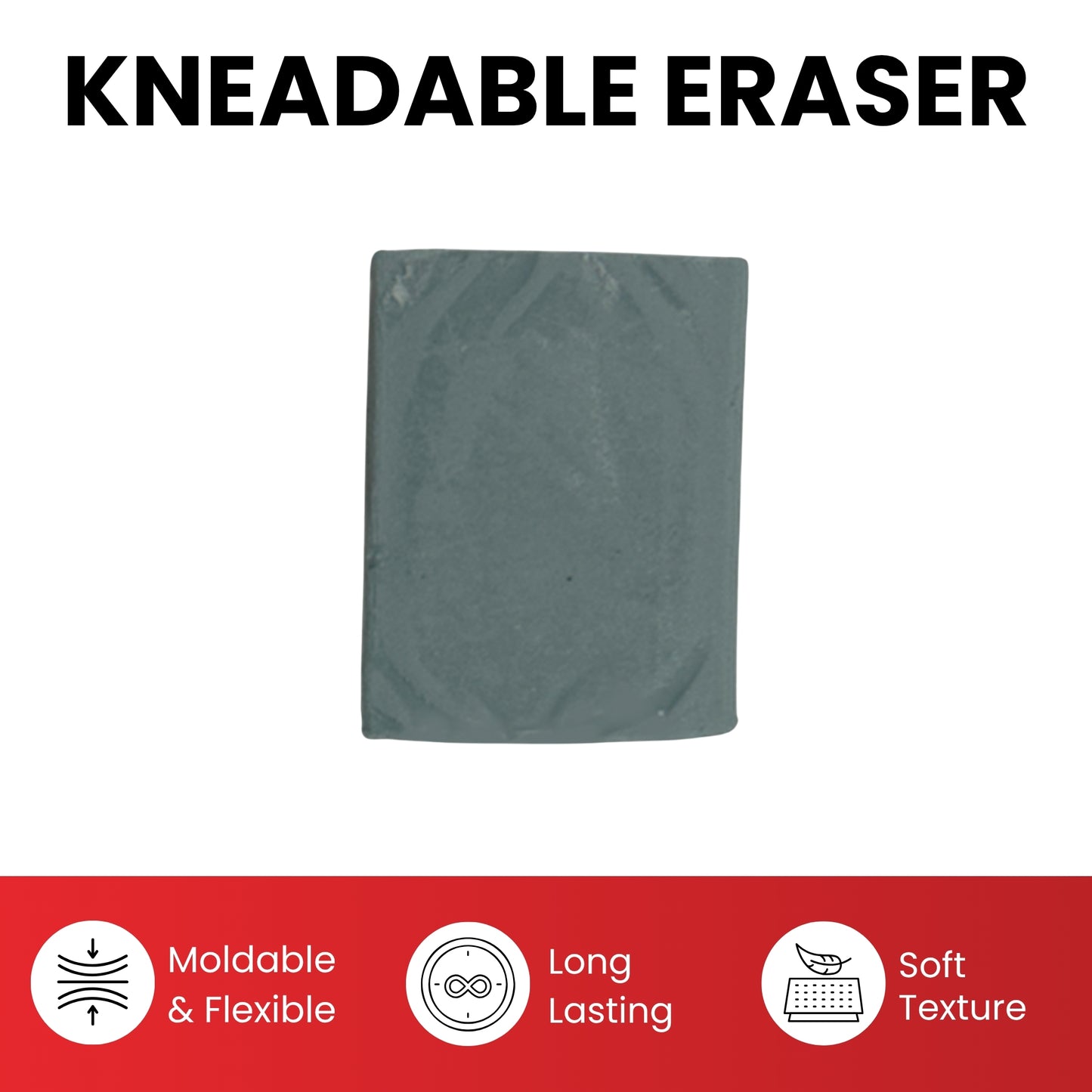 Pack of 6 Kneadable Erasers 45 x 35 x 10mm – Reusable Mouldable Rubber for Artists and Sketching