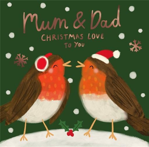 Robins Design Mum & Dad Christmas Card