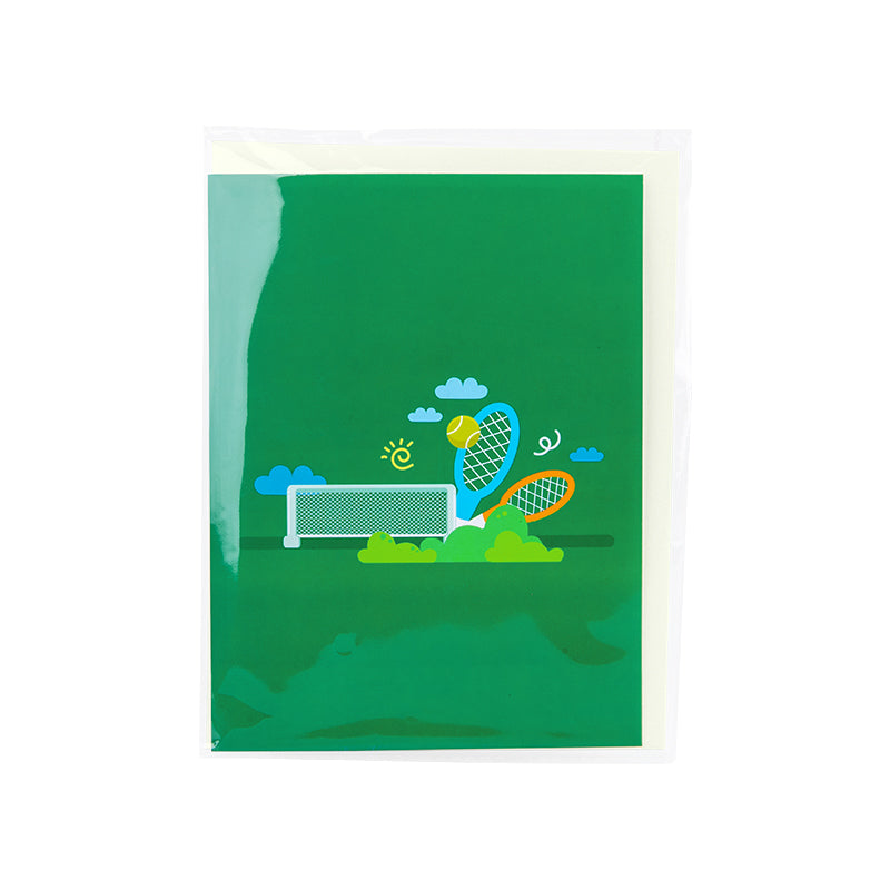 Tennis Game, Set, Snack! Cookie vs Apple 3D Pop Up Greeting Card - Birthday Anniversary Holidays Event