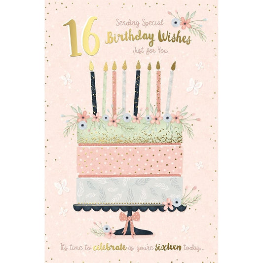 Cake and Candles Sweet 16th Birthday Card for Her