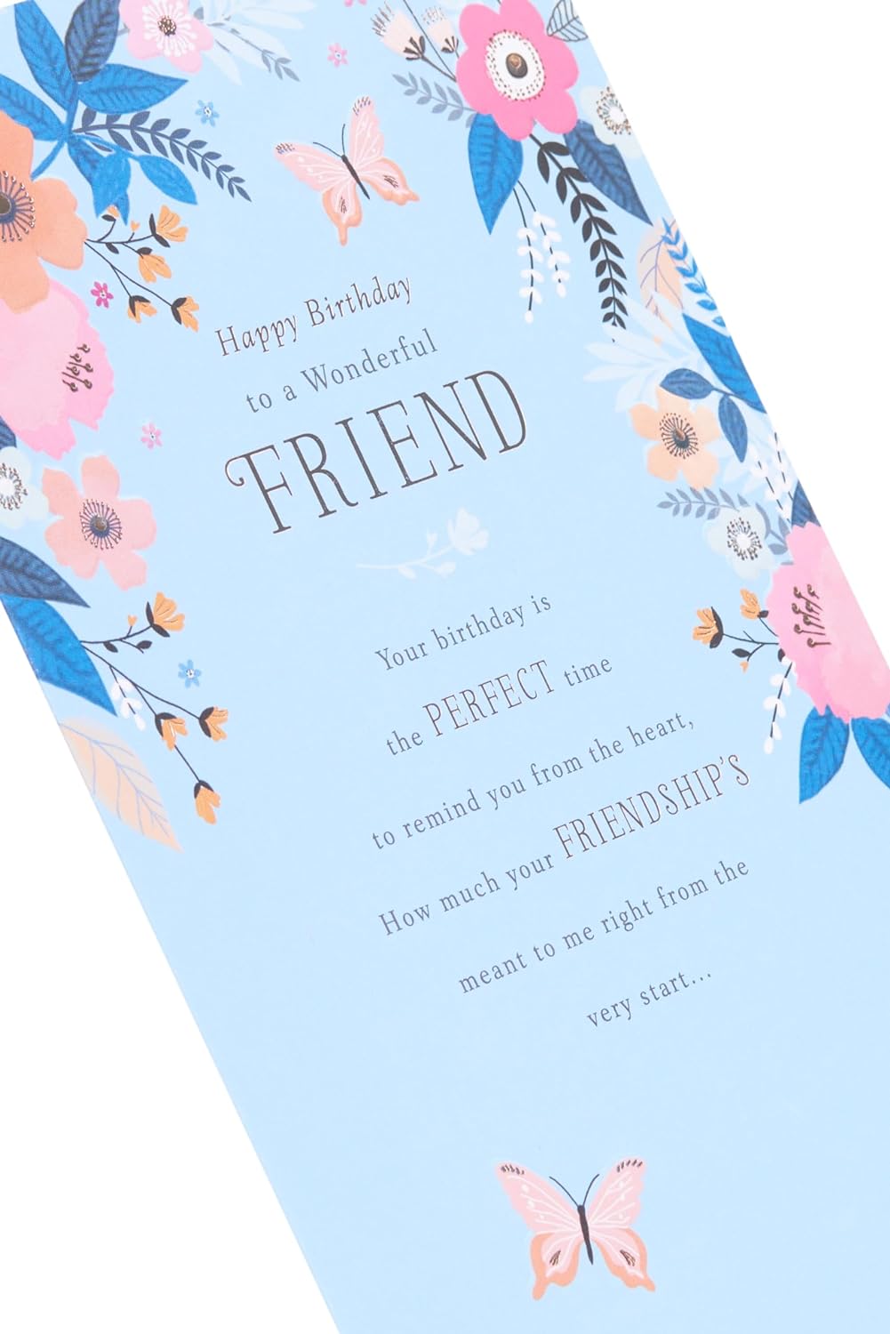 Pink & Blue Floral Design Friend Birthday Card