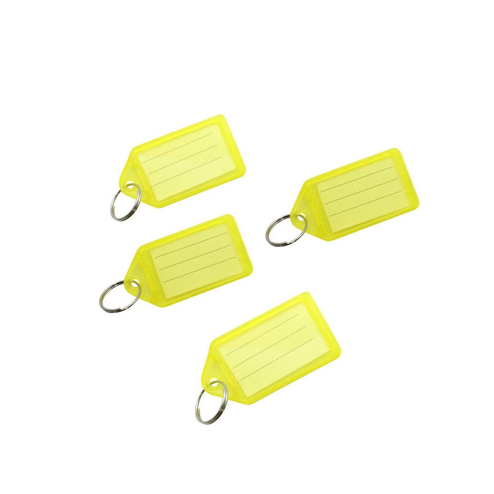 Pack of 50 Large Yellow Identity Tag Key Rings - Sliding Fob Keyrings Coloured