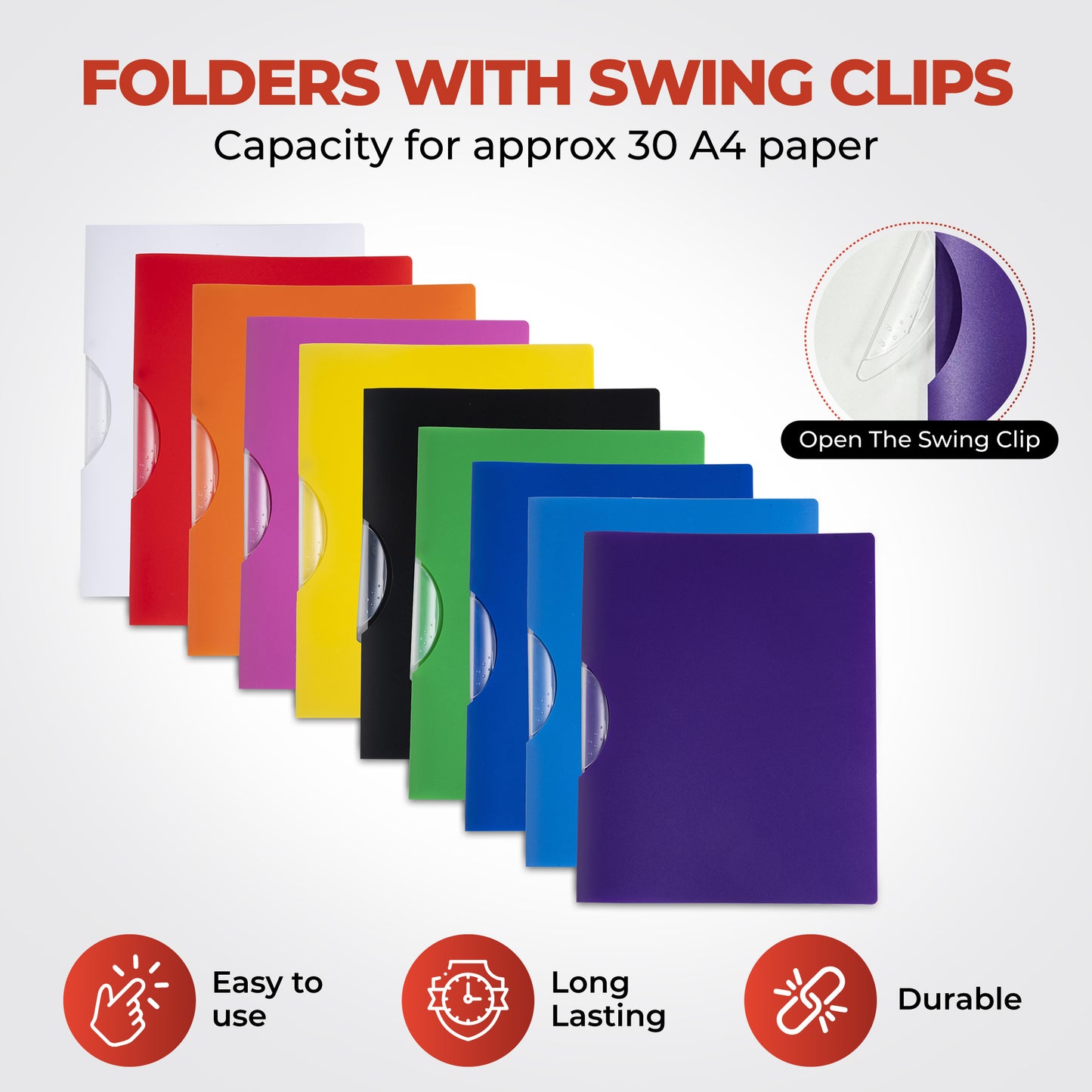 Pack 12 A4 Green Swing Clip Folder Document Files