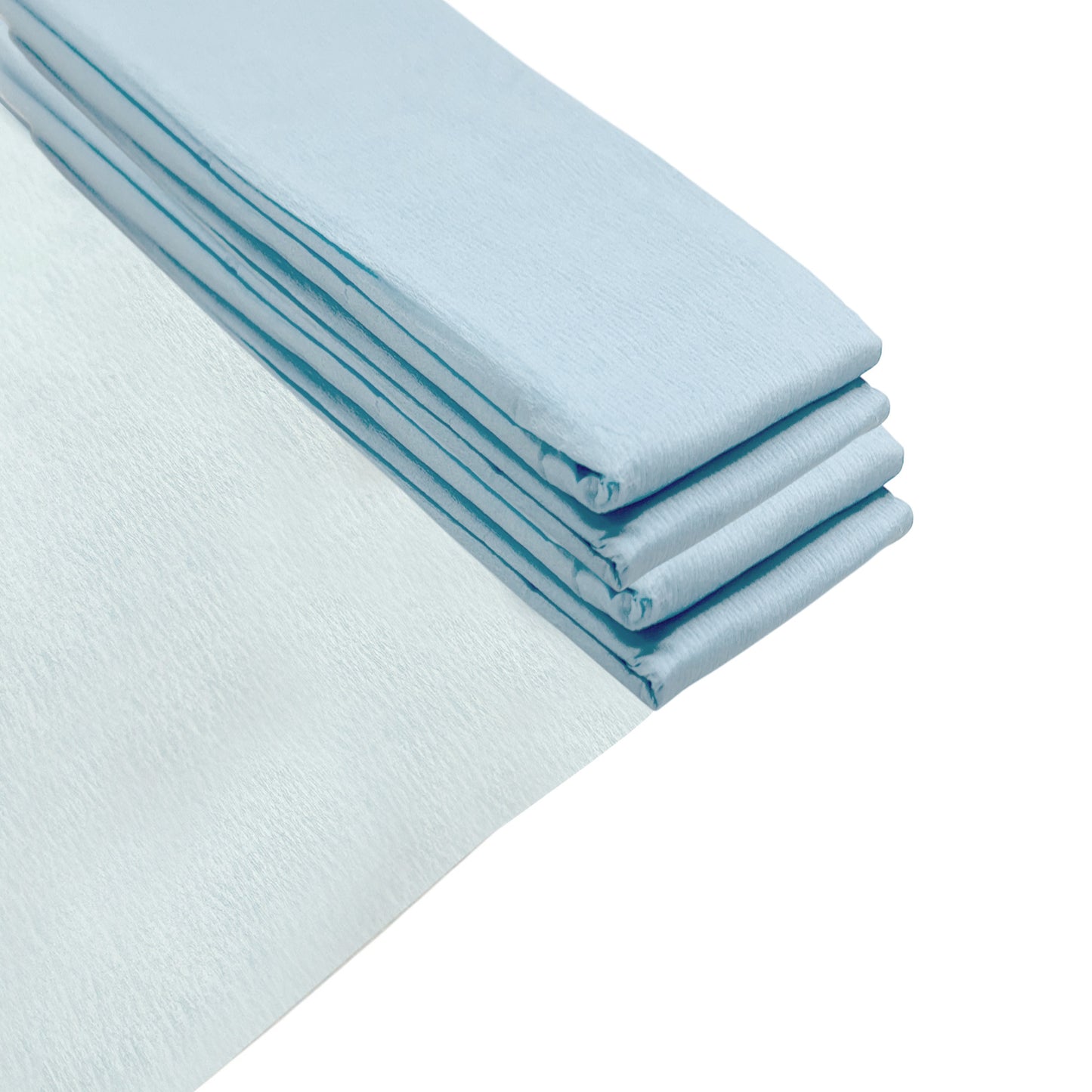 Pack of 20 Baby Blue Crepe Paper Sheets 50cm x 2m 17GSM 35% Stretch Craft Paper