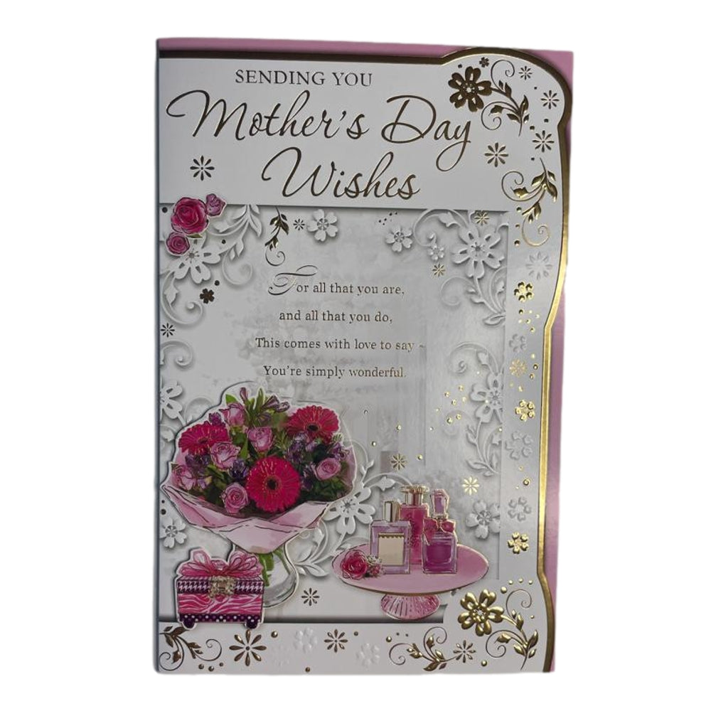 Sending You Mother's Day Wishes Die Cut Flowers Design Card