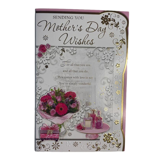 Sending You Mother's Day Wishes Die Cut Flowers Design Card
