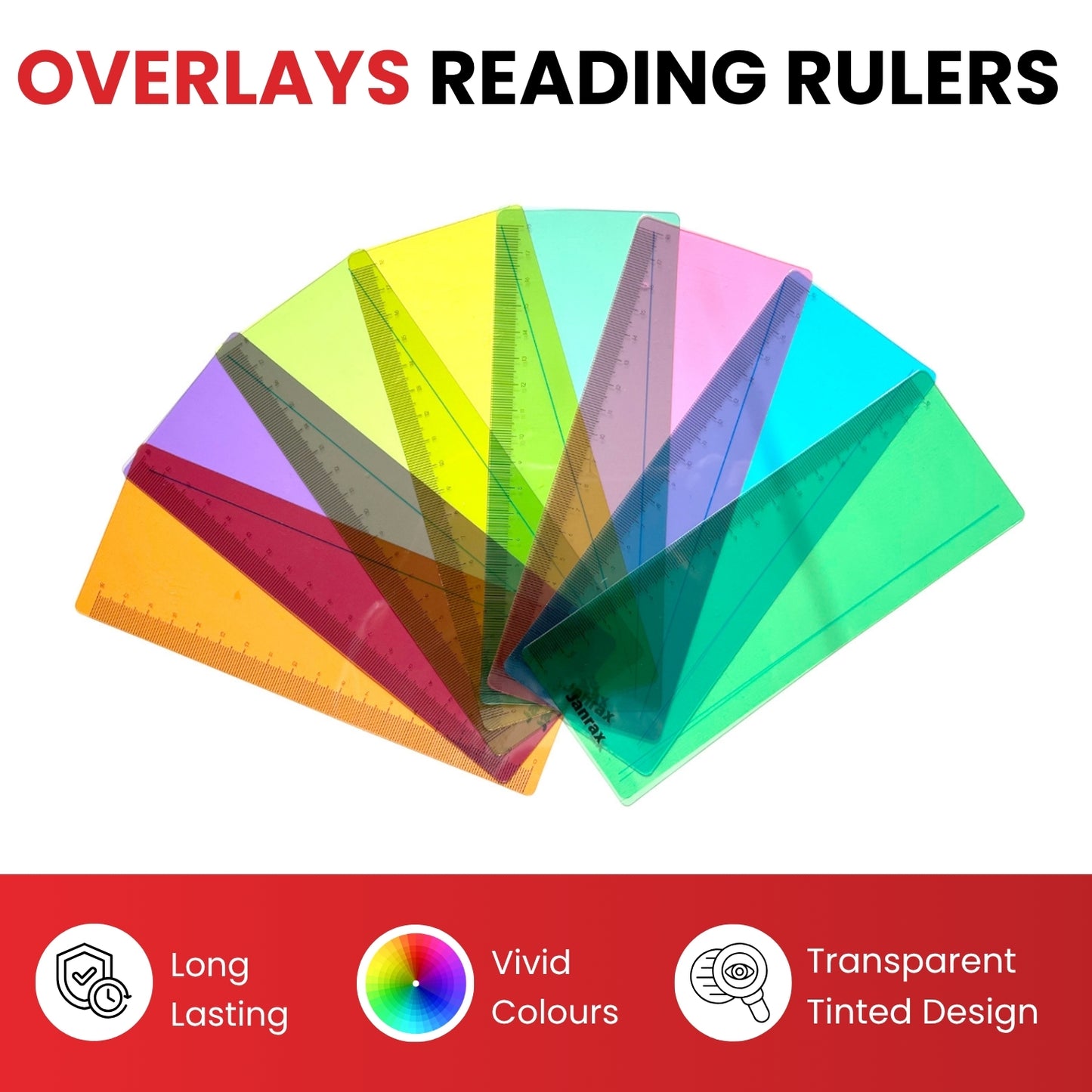 Pack of 8 Yellow 191x70mm Dyslexia Overlay Reading Rulers – PET Material, Rounded Corners