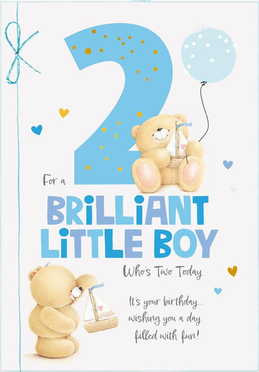 Teddy Bear Design 'Brilliant Little Boy' 2nd Birthday Card