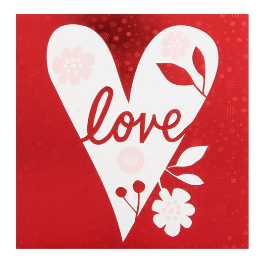 'Love You' Heart Design Beautiful Red Valentine's Day Square Card