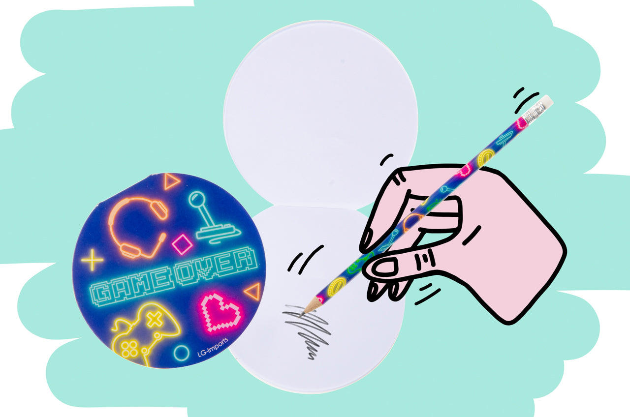 Pack of 48 Round Gamer Design Notebooks 8cm