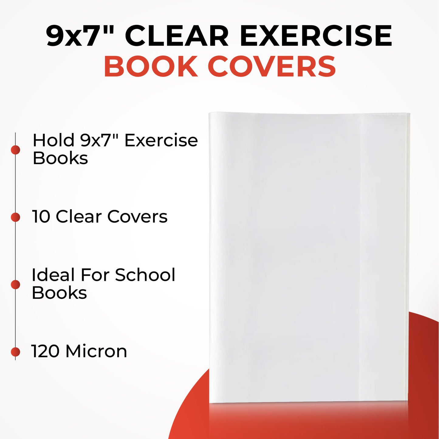 Pack of 10 9x7" Clear Exercise Book Covers by Janrax