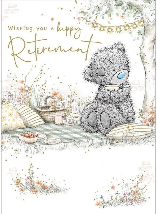Bear Drinking Tea Under Tree Happy Retirement Card