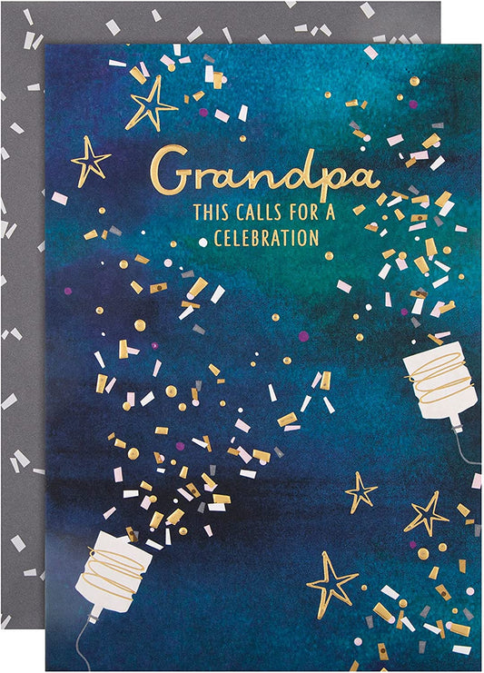 Contemporary Party Confetti Design Birthday Card for Grandpa
