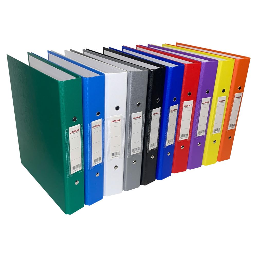 Pack of 20 A5 Red Paper Over Board Ring Binders by Janrax