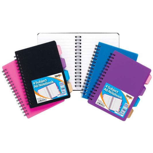Pack of 10 A6 4 Part Subject Notebook