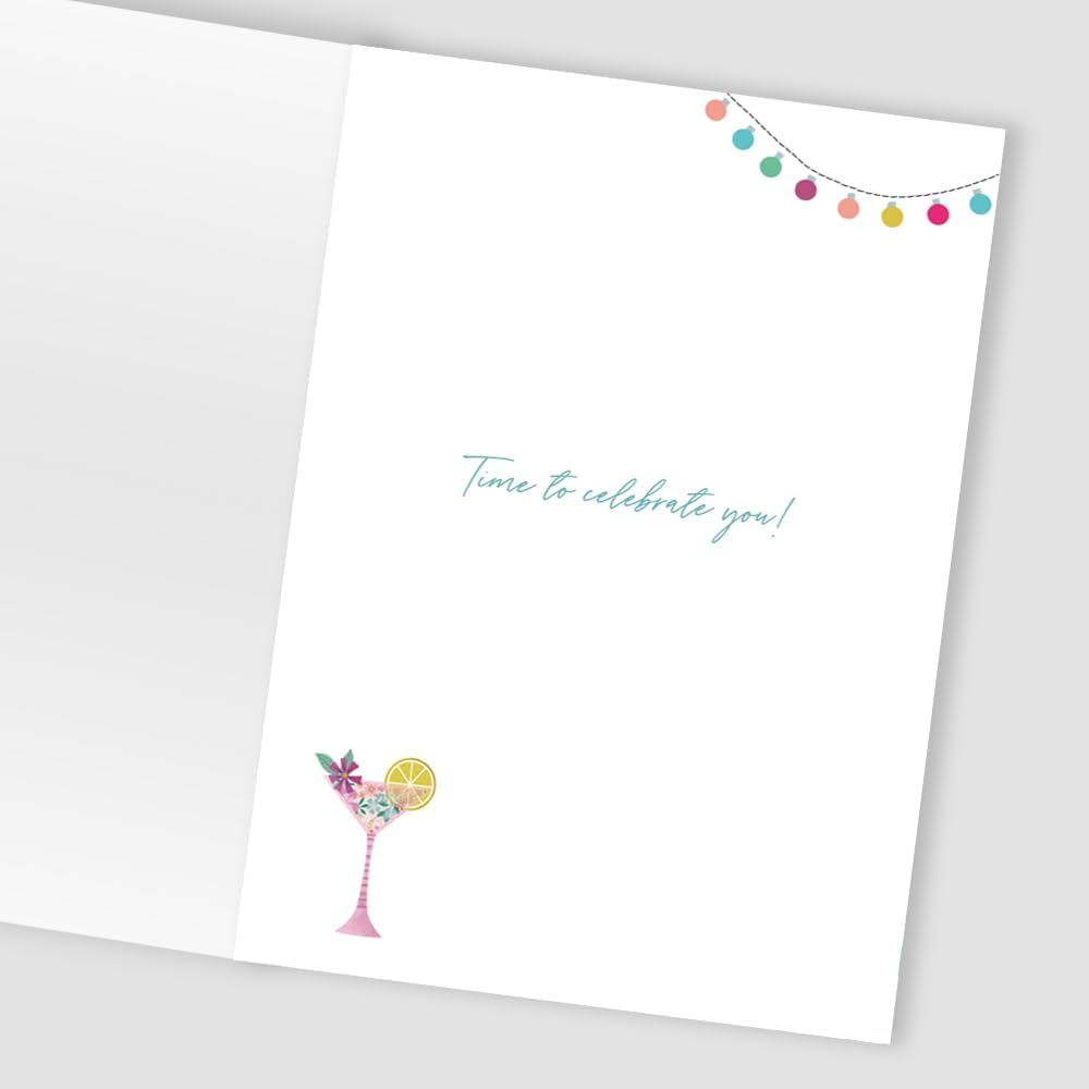 Contemporary Happy Hour Starts Now! Bubbly And Pink! Birthday Card