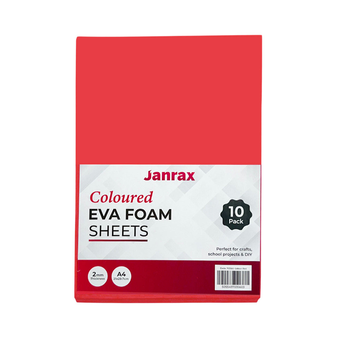 Pack of 50 A4 Red Coloured EVA Foam Sheets