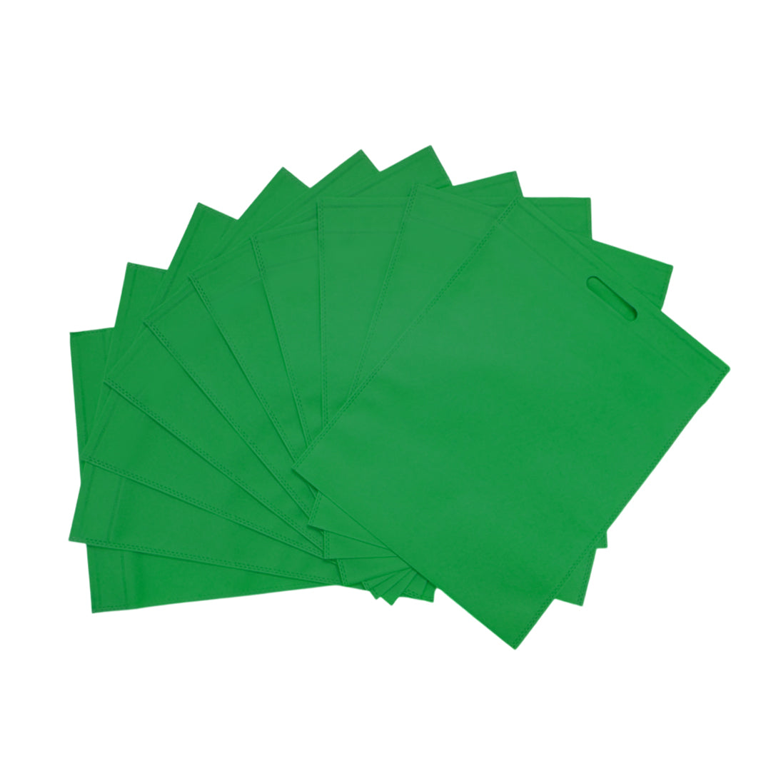 Pack of 100 Dark Green Coloured 35x25cm Non-Woven Patch Handle Bags