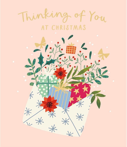 Beautiful Pink Design Thinking Of You Comforting Christmas Card