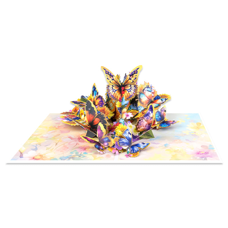Wings of Sunshine Floral Butterfly 3D Pop Up Greeting Card - Birthday Mother Anniversary Valentine's Day
