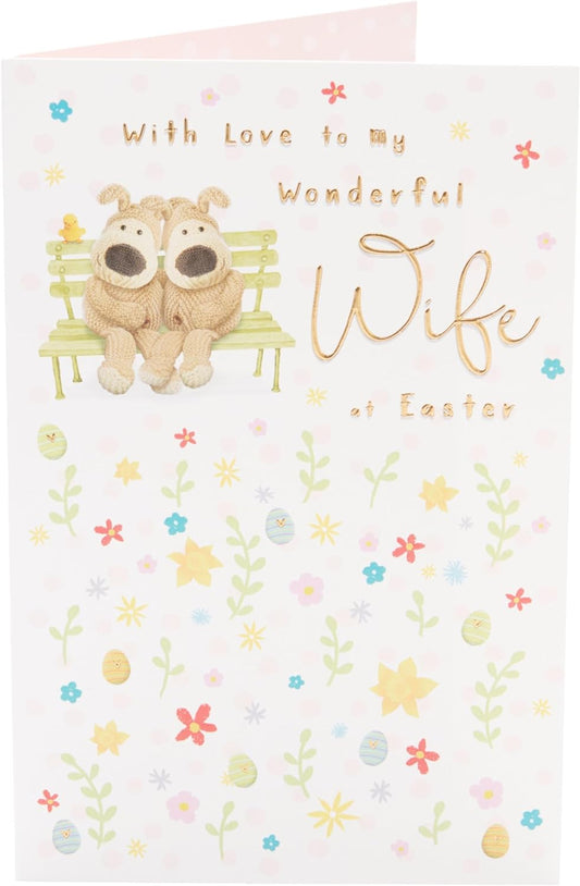 With Love To My Wonderful Wife Boofles Sitting on Bench Easter Card