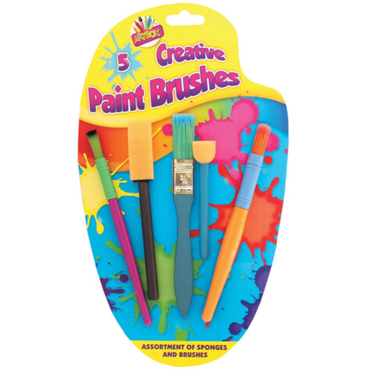Children's Kids 5 x Creative Sponge Paint Glue Brushes Set Art Craft Painting