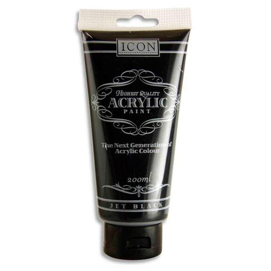 Premier Icon Art Black Acrylic Paint 200ml