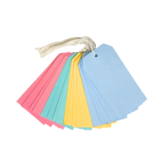 Pack of 20 Coloured Strung Tags 60 x 120mm