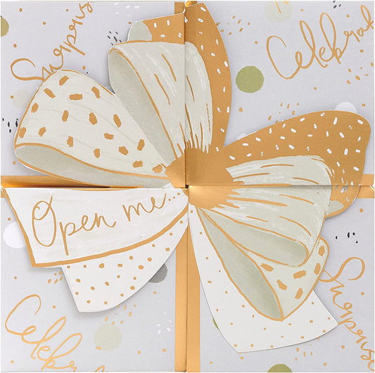 Sweet Pop Up Design with Gold Bow Pattern Money Wallet Gift Card Holder