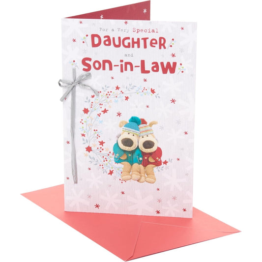 Boofles Sitting On Wreath Daughter, Son In Law Christmas Card