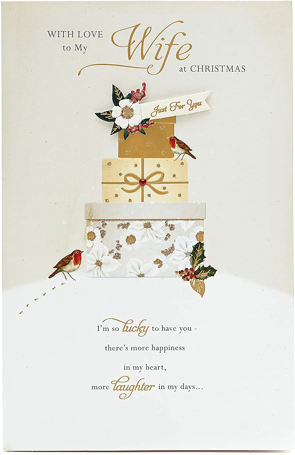 With Love To My Wife Gift Boxes Design Hand Finished Christmas Card