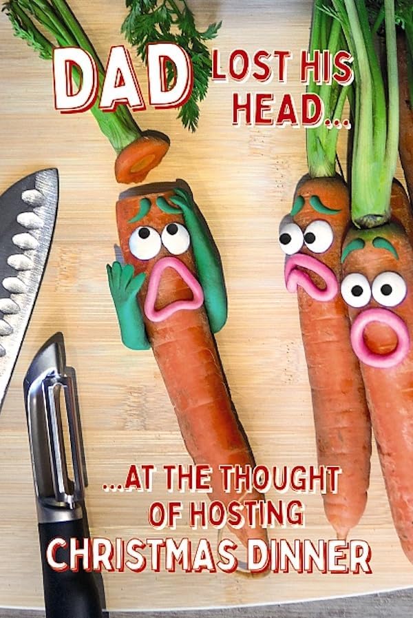Carrot Losing His Head Dad Humorous Christmas Card