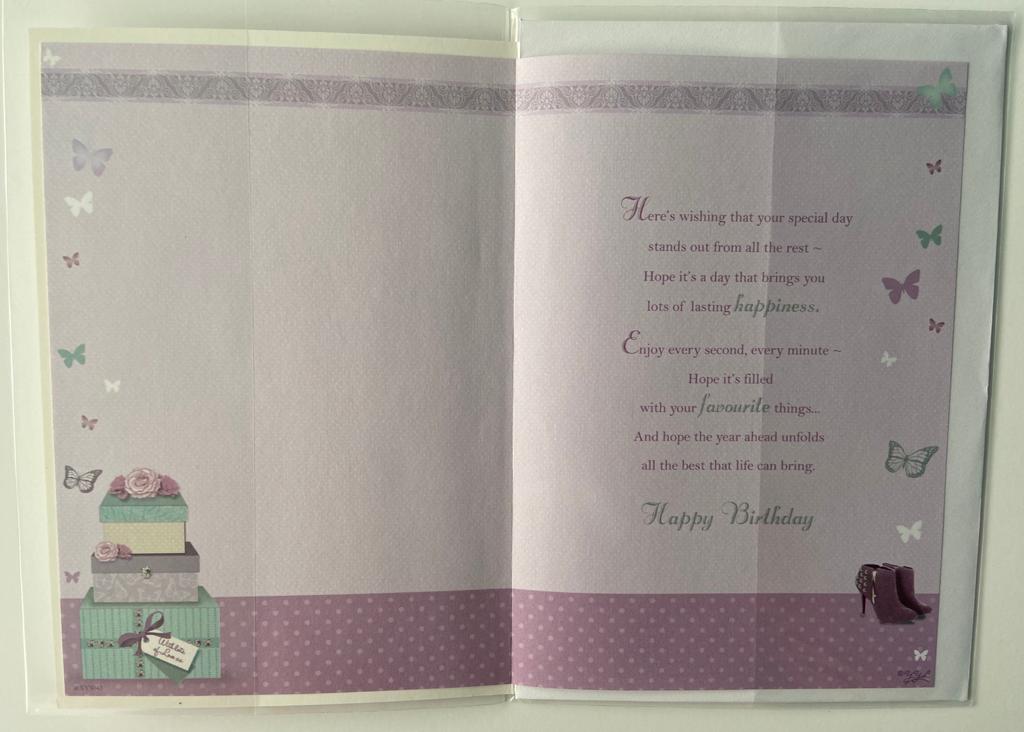 Shoes Boxes Design Soft Whispers Happy Birthday Card 