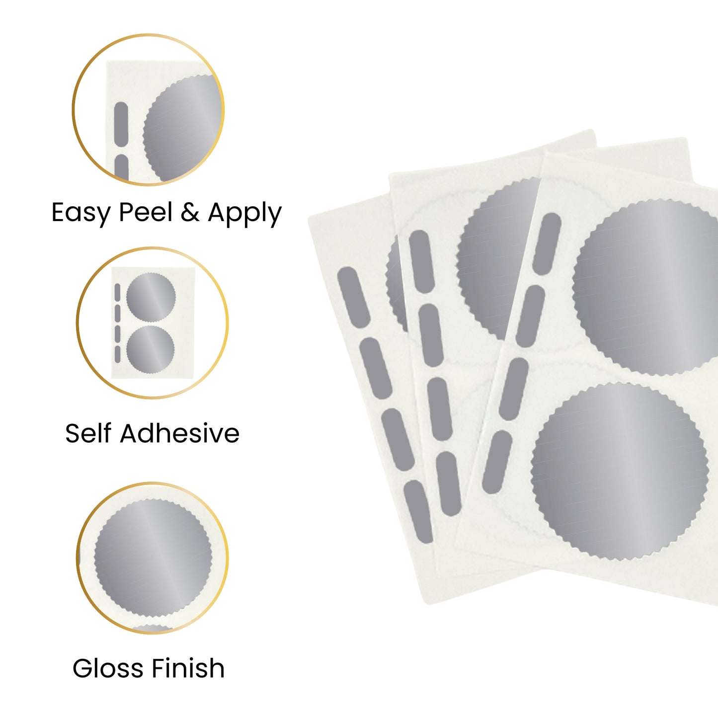 Pack of 36 Silver Foil Company Seals Labels 50mm