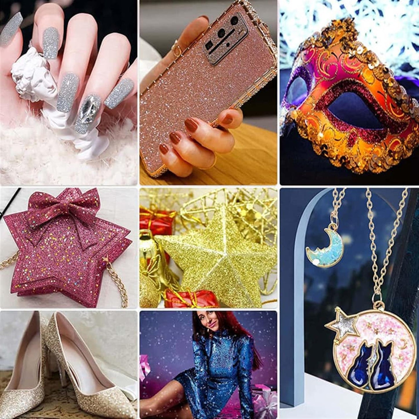 Pack of 6 Colors DIY Decoration Metallic Star Glitters