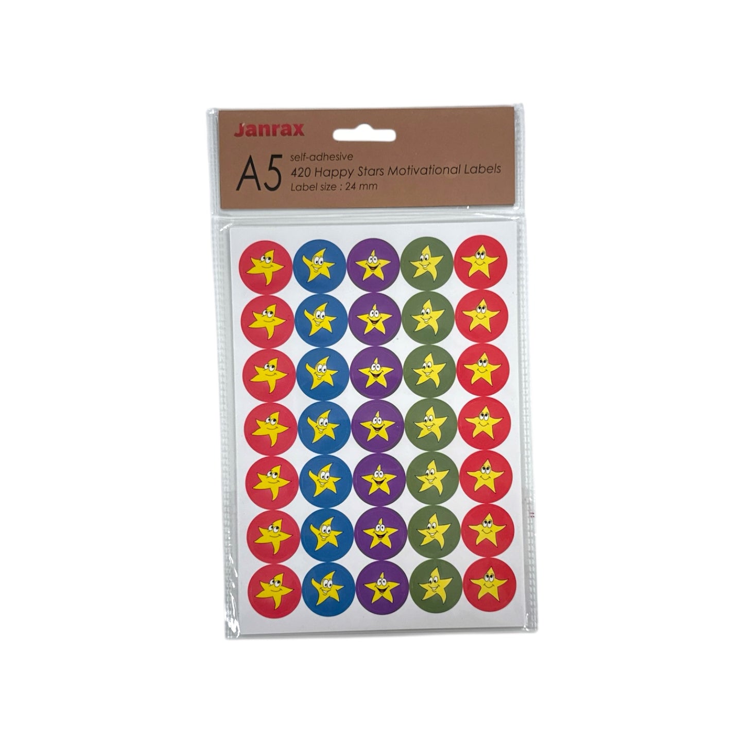 Pack of 5040 Motivational Happy Stars 24mm Self-Adhesive Labels