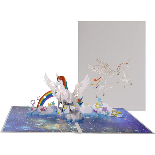 Stereoscopic Unicorn Galaxy 3D Pop Up Greeting Card - Kids Theme Birthday