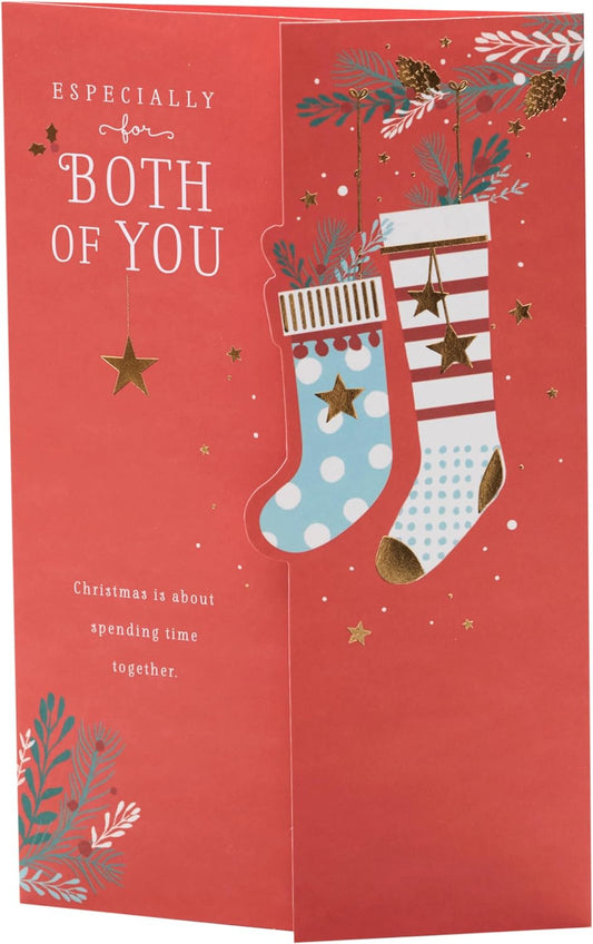 Red Stocking Design to Both of You Christmas Card