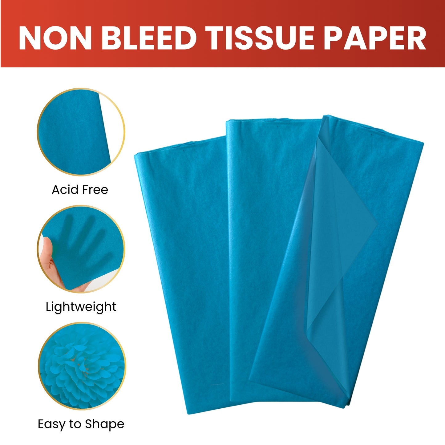 Pack of 10 Turquoise Acid Free 50 x 70cm Tissue Paper Sheets