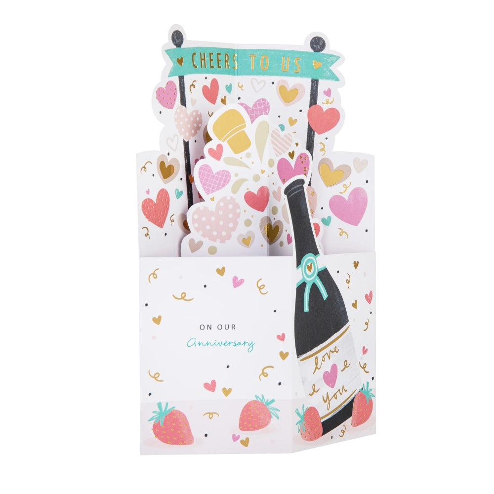 3D Pop-Up Champagne Bottle Design Anniversary Card