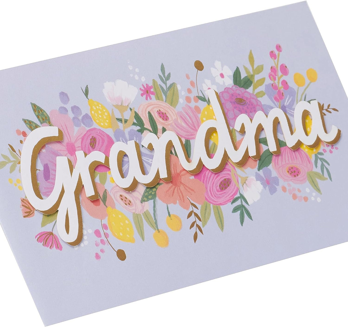 3D Flower & Bold Font Design Grandma Birthday Card