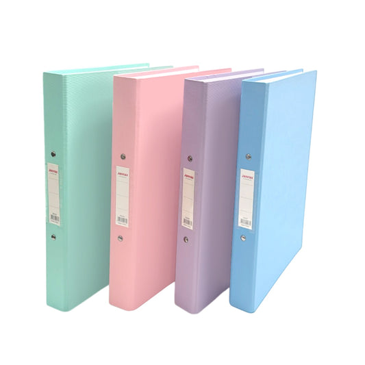 Pack of 12 A4 Assorted Pastel Coloured Paper Over Board Ring Binders by Janrax