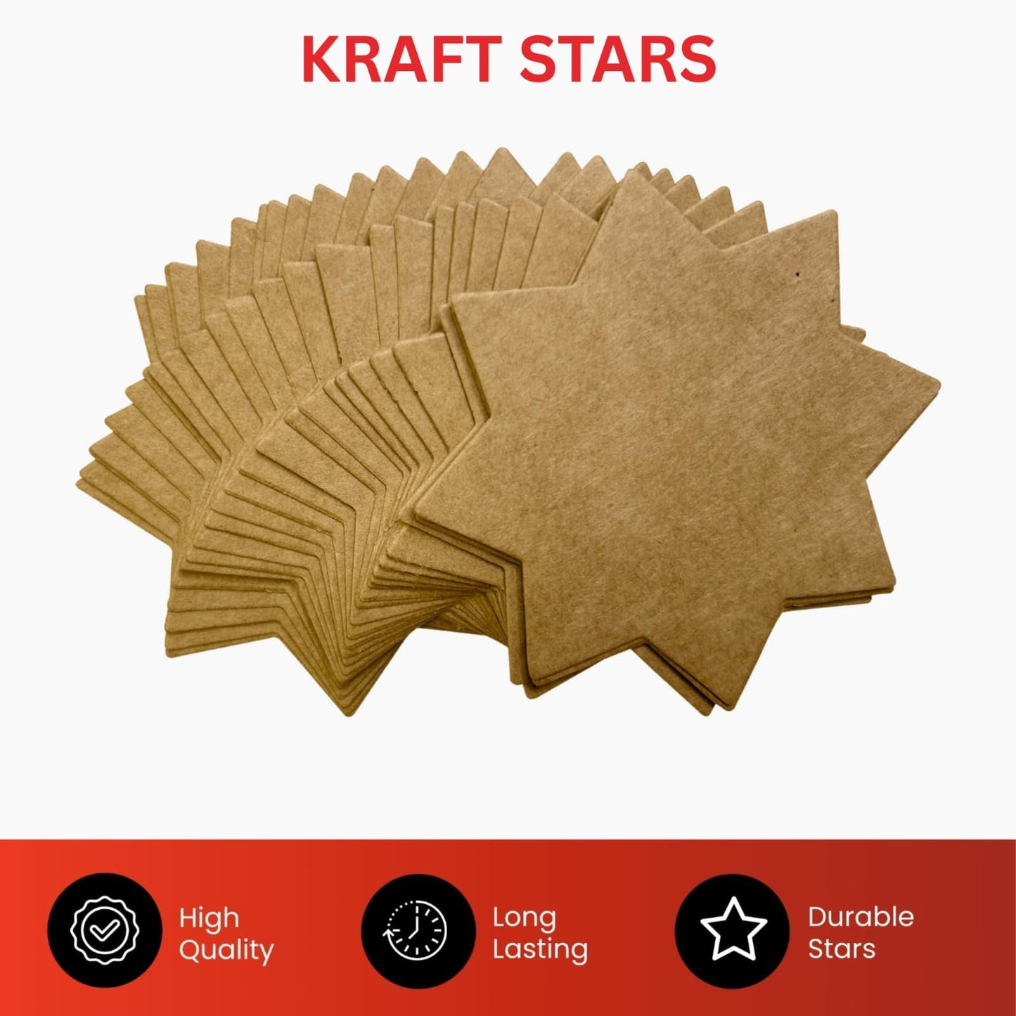 Pack of 400 Brown Kraft Stars 100 x 100mm