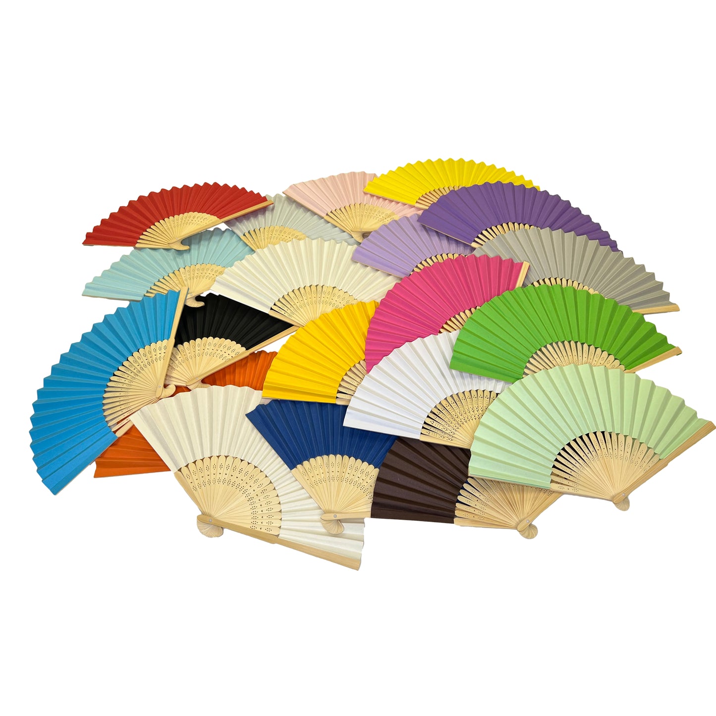 Red Paper Foldable Hand Held Bamboo Wooden Fan by Parev